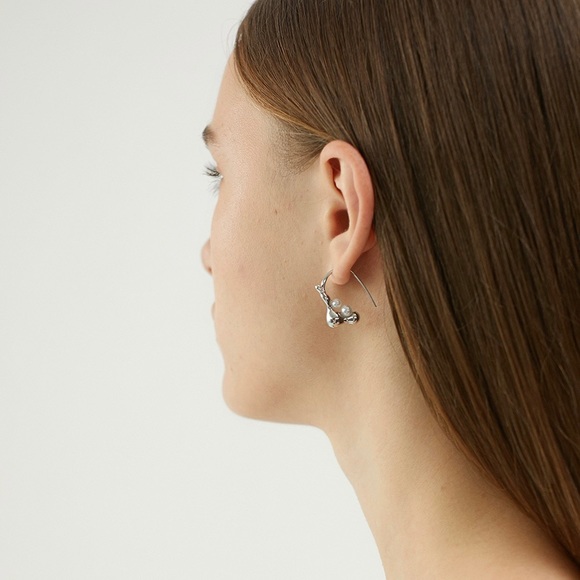 Pearl earrings, thread earrings, abstract earrings gold, gold earrings, - Picture 8 of 9